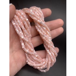 Каменные бусины, Перламутр светло розовый, тонированный, шайба, 4х2 мм, длина нити 38 см