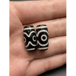 Бусина Дзи "39" из агата, 3 глаза, размер 18х10 мм, цена за 1 шт