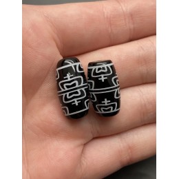 Бусина Дзи "171" из агата, Двойной сосуд изобилия, размер 18х10 мм, цена за 1 шт