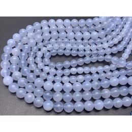 Каменные бусины, Халцедон, голубой, люкс, не тонированный, 8 мм, длина нити 19 см
