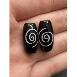 Бусина Дзи "196" из агата, Чакра, размер 18х10 мм, цена за 1 шт