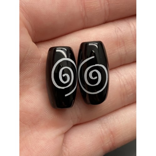 Бусина Дзи "196" из агата, Чакра, размер 18х10 мм, цена за 1 шт