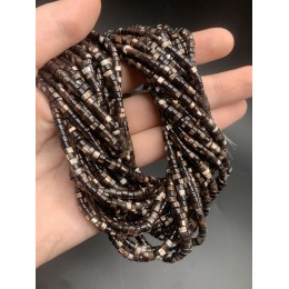 Каменные бусины, Перламутр шоколадный, тонированный, шайба, 4х2 мм, длина нити 38 см