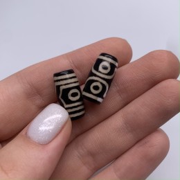 Бусина Дзи "268" из агата, 3 Глаза, размер 18х10 мм, цена за 1 шт