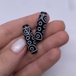 Бусина Дзи "6" из агата, 18 глаз, размер 30х10 мм, цена за 1 шт