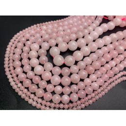Каменные бусины, Розовый кварц, шарик гладкий, 12 мм, длина нити 38 см