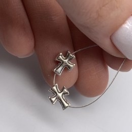 Бусина "Крест", тайское серебро, размер 9х7 мм, цена за 1 шт.