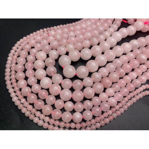 Каменные бусины, Розовый кварц, шарик гладкий, 4 мм, длина нити 38 см