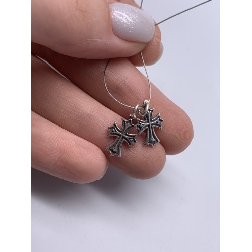 Подвеска, "Крест", тайское серебро, размер 14х9 мм, цена за 1 шт.