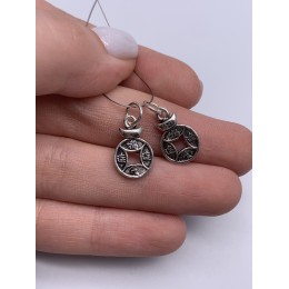 Подвеска, "Монетка китайская", тайское серебро, размер 16х10 мм, цена за 1 шт.