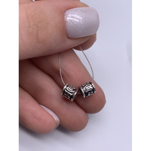 Разделитель, с мантрами, тайское серебро (широкое отверстие), размер 6х6,5 мм, цена за 1 шт.