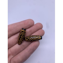 Бусина Дзи "246", агат, 18 глаз, размер 30х10 мм, цена за 1 шт