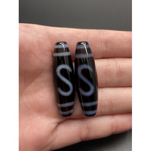 Бусина Дзи "724", люкс, лазерная, Денежный крючок, 37х12 мм, цена за 1 шт.