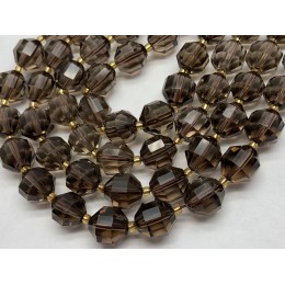 Каменные бусины, Раухтопаз, Дымчатый Кварц, Люкс, ювелирная огранка, 12х10,5 мм, длина нити 38 см