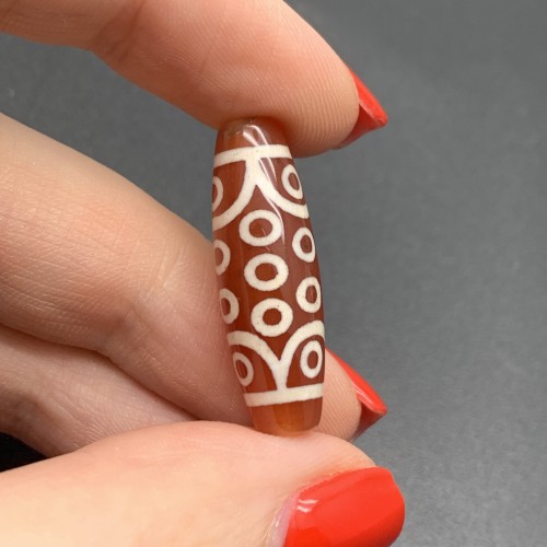 Бусина Дзи "97", 21 глаз, из сердолика, 30х10 мм, цена за 1 шт.