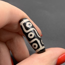 Бусина Дзи "751", 9 глаз, из агата, 30х10 мм, цена за штуку