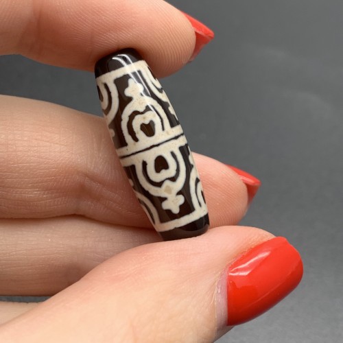 Бусина Дзи "752", Двойной сосуд изобилия, из агата, 30х10 мм, цена за штуку