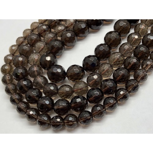 Каменные бусины, Раухтопаз, Дымчатый Кварц, шарик огранка, 11,5 мм, длина нити 38 см