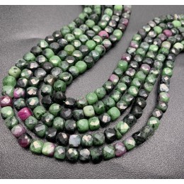 Каменные бусины, Цоизит, кубик огранка, 4х4 мм, длина нити 38 см