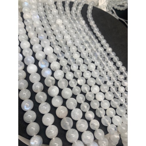 Каменные бусины, Лунный камень, Адуляр, А, шарик гладкий, 6 мм, длина нити 38 см
