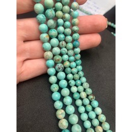 Каменные бусины, Бирюза стабилизированная, перуанская, люкс, шарик гладкий, 8мм, длина нити 19 см