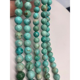 Каменные бусины, Бирюза стабилизированная, перуанская, люкс, шарик гладкий, 8мм, длина нити 19 см