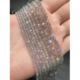 Каменные бусины, Лабрадор, люкс, шарик огранка, 3,5-3,6 мм, длина нити 38 см
