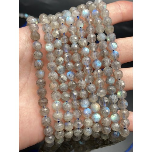 Каменные бусины, Лабрадор, Люкс, шарик огранка, 6 мм, длина нити 38 см