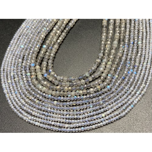 Каменные бусины, Лабрадор, Люкс, рондель огранка, 1,5х2 мм, длина нити 38 см