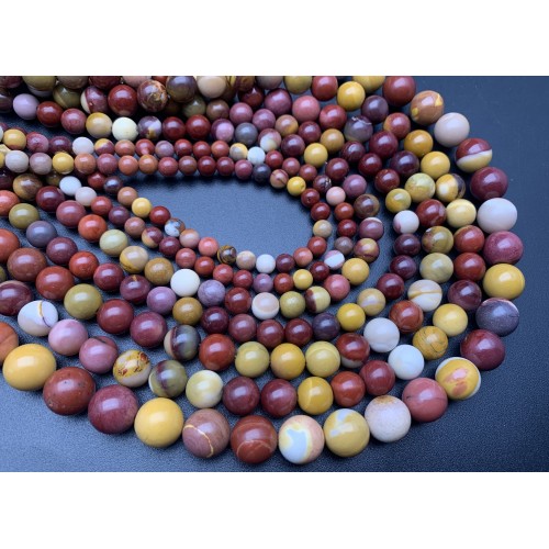 Каменные бусины, Яшма Мукаит, шарик гладкий 10-10,5 мм, длина нити 38 см