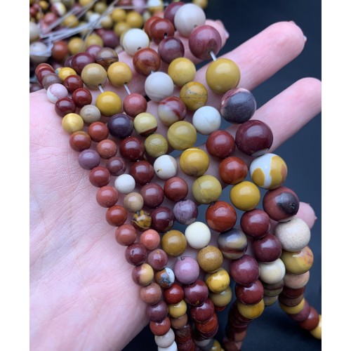 Каменные бусины, Яшма Мукаит, шарик гладкий 10-10,5 мм, длина нити 38 см