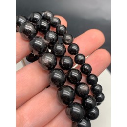 Каменные бусины, Гиперстен, люкс, шарик гладкий, 10 мм, длина нити 38 см