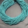 Каменные бусины, Говлит, тонированный, голубо-зеленый, шарик гладкий, 3 мм, длина нити 38 см
