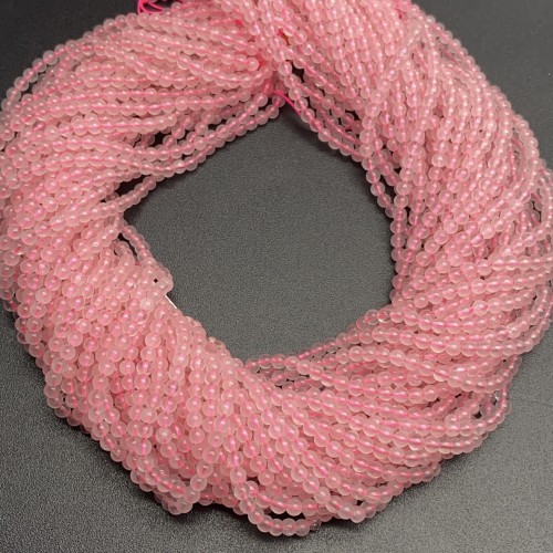 Каменные бусины, Розовый Кварц, шарик гладкий, 3 мм, длина нити 38 см
