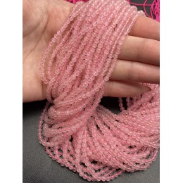 Каменные бусины, Розовый Кварц, шарик гладкий, 3 мм, длина нити 38 см