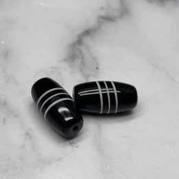 Бусина Дзи "36" из агата, три полоски желания, размер 18х10 мм, цена за 1 шт