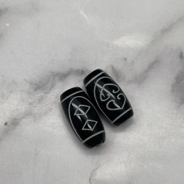 Бусина Дзи "38" из агата, Дордже-Жуи, размер 18х10 мм, цена за 1 шт