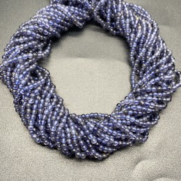 Каменные бусины, Иолит (Водяной сапфир), шарик гладкий, 3 мм, длина нити 38 см