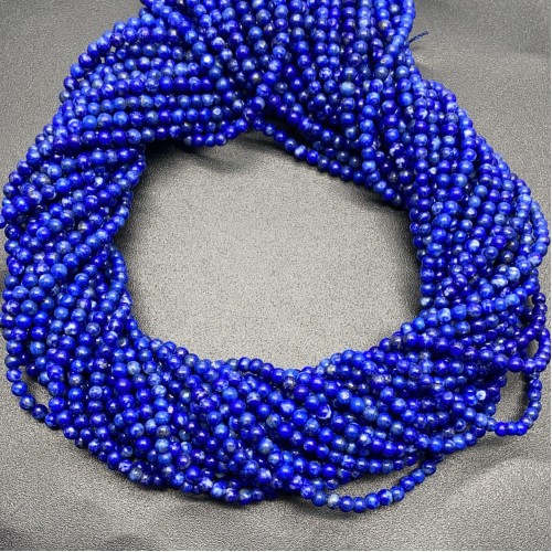 Каменные бусины, Лазурит, шарик гладкий, 3,5 мм, длина нити 38 см