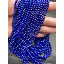 Каменные бусины, Лазурит, шарик гладкий, 3,5 мм, длина нити 38 см