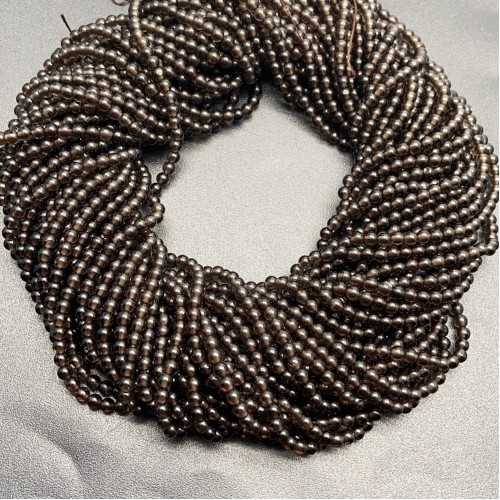 Каменные бусины, Раухтопаз, дымчатый кварц, шарик гладкий, размер 4 мм, длина нити 38 см