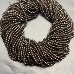 Каменные бусины, Раухтопаз, дымчатый кварц, шарик гладкий, размер 4-4,5 мм, длина нити 38 см