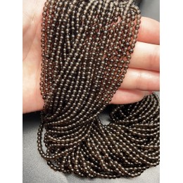 Каменные бусины, Раухтопаз, дымчатый кварц, шарик гладкий, размер 4 мм, длина нити 38 см