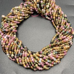 Каменные бусины, Турмалин, шарик гладкий, 3 мм, длина нити 38 см