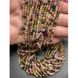 Каменные бусины, Турмалин, шарик гладкий, 3 мм, длина нити 38 см