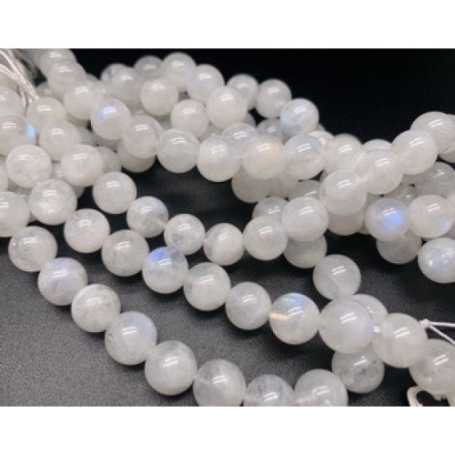 Каменные бусины, Лунный камень, адуляр, шарик гладкий, 10 мм, длина нити 19 см