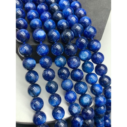 Каменные бусины, Кианит, шарик гладкий, 10 мм, длина нити 19 см