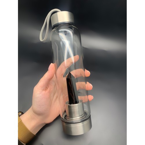 Бутылка для воды, кристалл "Чёрный Обсидиан", объём 500 мл, в комплекте чехол и упаковка