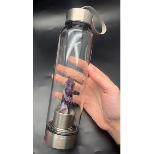 Бутылка для воды, кристалл "Аметист", объём 500 мл, в комплекте чехол и упаковка