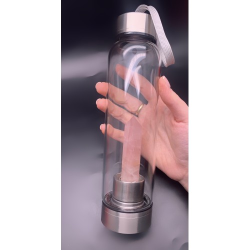 Бутылка для воды, кристалл "Розовый Кварц", объём 500 мл, в комплекте чехол и упаковка